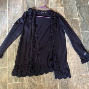 A navy blue cardigan